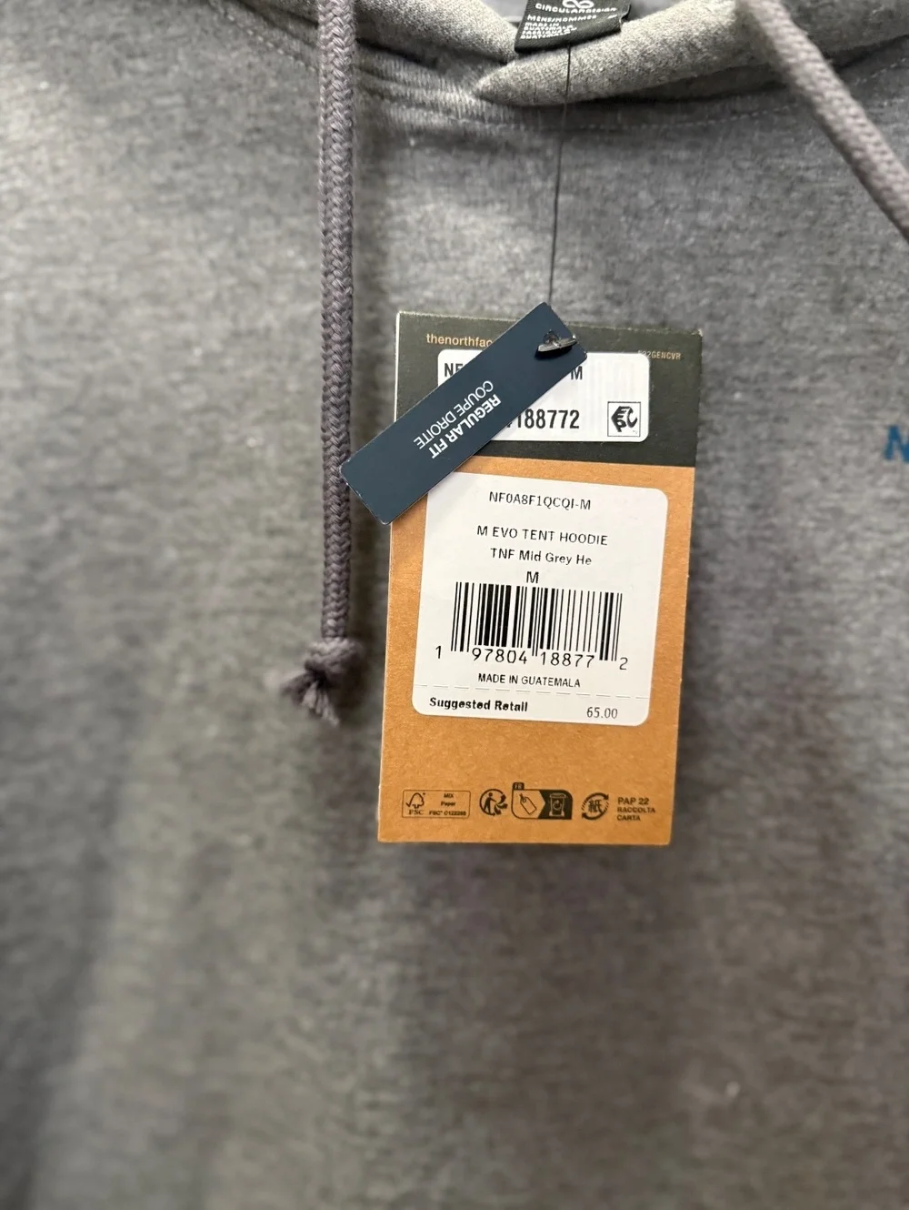 The North Face Mid Grey Hoodie with Graphic Print, Size M